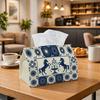 1pc Folk Equine Iberian Tissue Box | Multi-functional Napkin Dispenser, Two Sizes Available Suitable for Home, Parties, Car Decoration Navy White Mirr