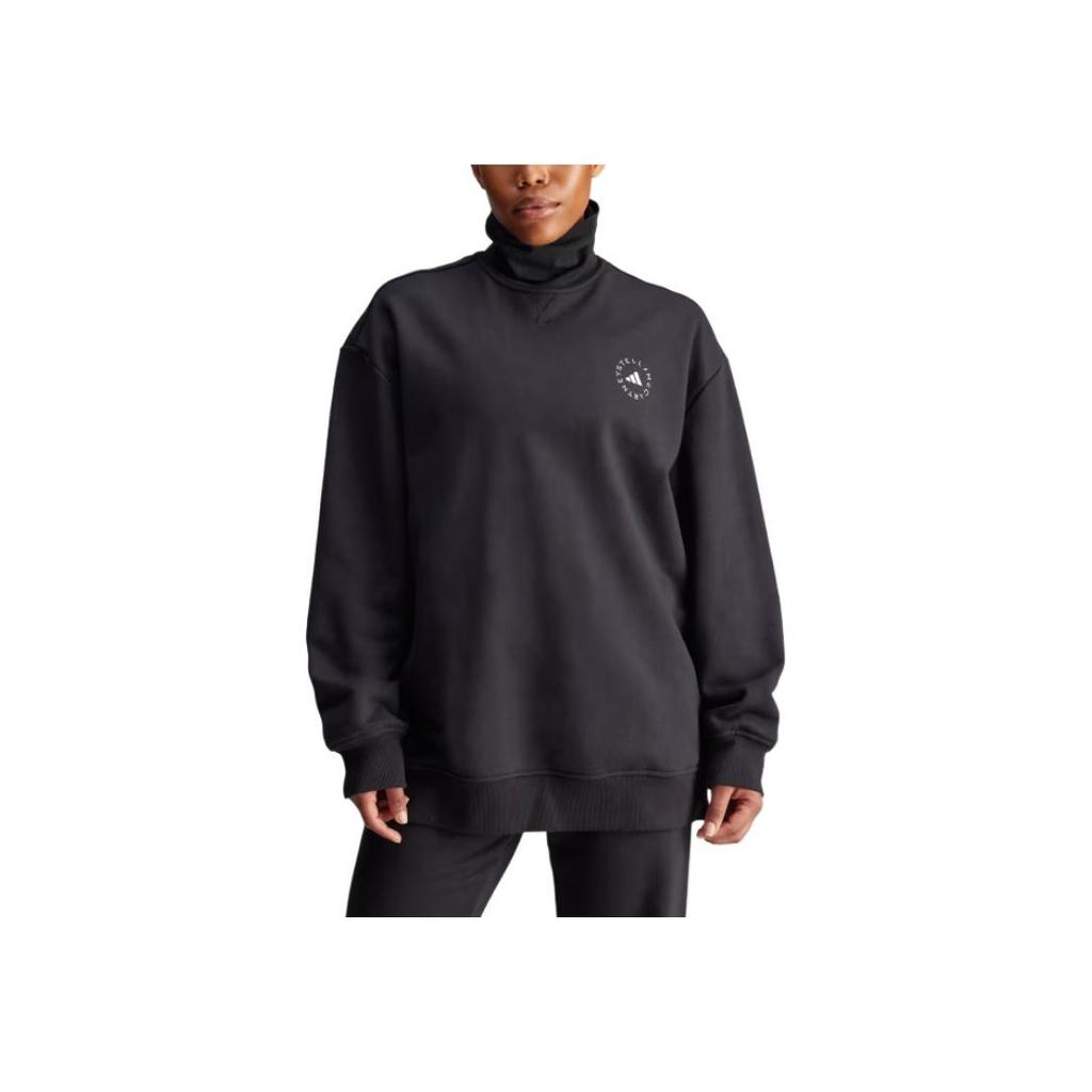 Adidas Stella McCartney High Neck Loose Casual Long Sleeve Sweatshirt Women tops Black IW9859