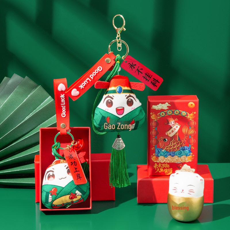Cartoon Dragon Boat Festival Rice Dumpling Sachet - Handmade Wormwood Material Gift for College Exam Encouragement