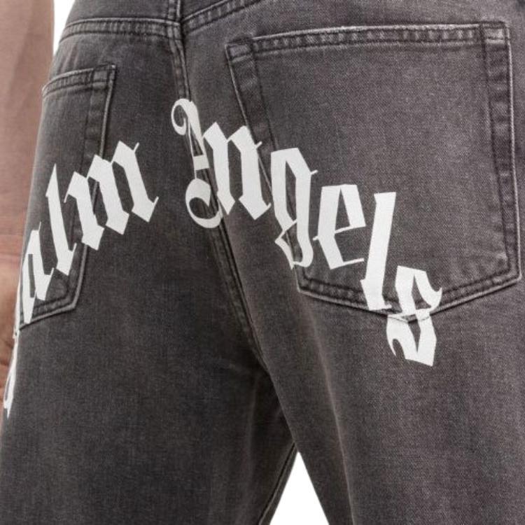 Palm Angels Logo Denim Straight Leg Jeans Men's PMYA012C99DEN0011001