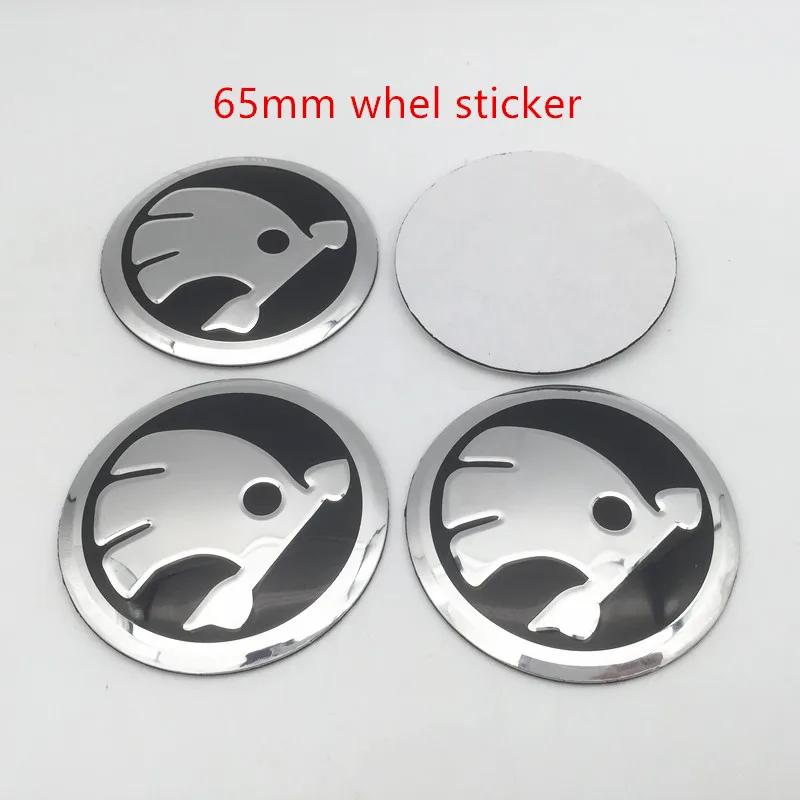 Autoaufkleber 2025 Neu 4 Stück 3D 56mm 60mm 65mm Für Skoda Autoemblem Radnaben-Mittelkappe Abzeichen Abdeckungen Aufkleber Decals Styling Zubehör