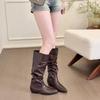 2025 New Autumn and Winter Stacking Boots Women's Inner Height Increase High Boots But Knee Boots Small Square Head Versatile Knight Boots