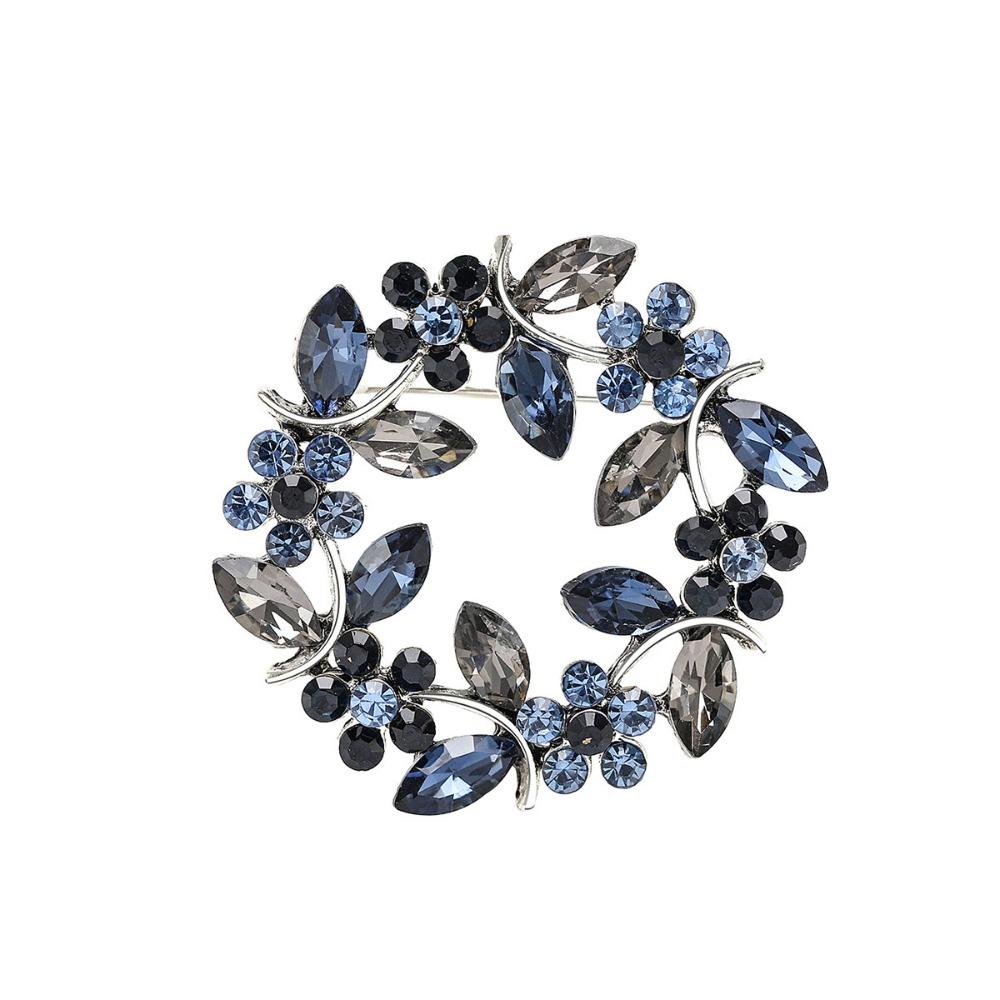 Zinc Zinc Alloy Olive Wreath Brooch Wreath Women Brooch Cute Rhinestone Olive Branch Pin  Gifts