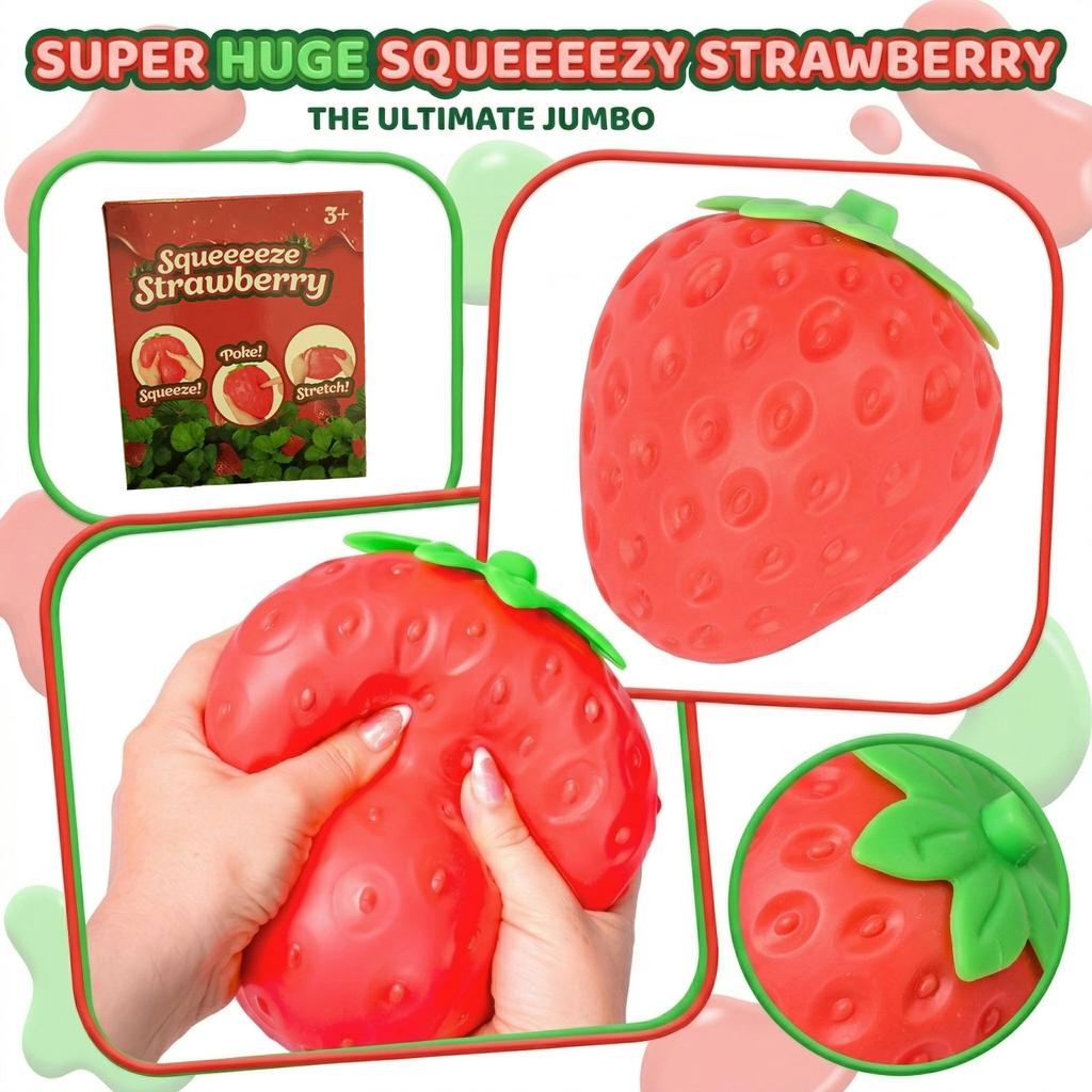 Oversized Soft Strawberry Shaped Stress Relief Ball Novelty Adult Gift Giant Toy for Office Home Decor Relaxation