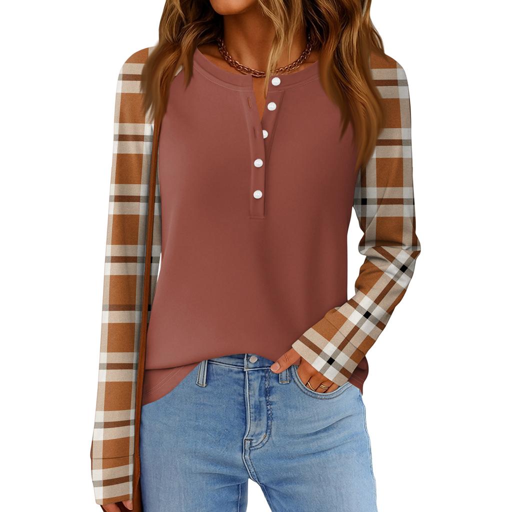 Damenmode Locker Langarm Rundhals Casual Oberteil