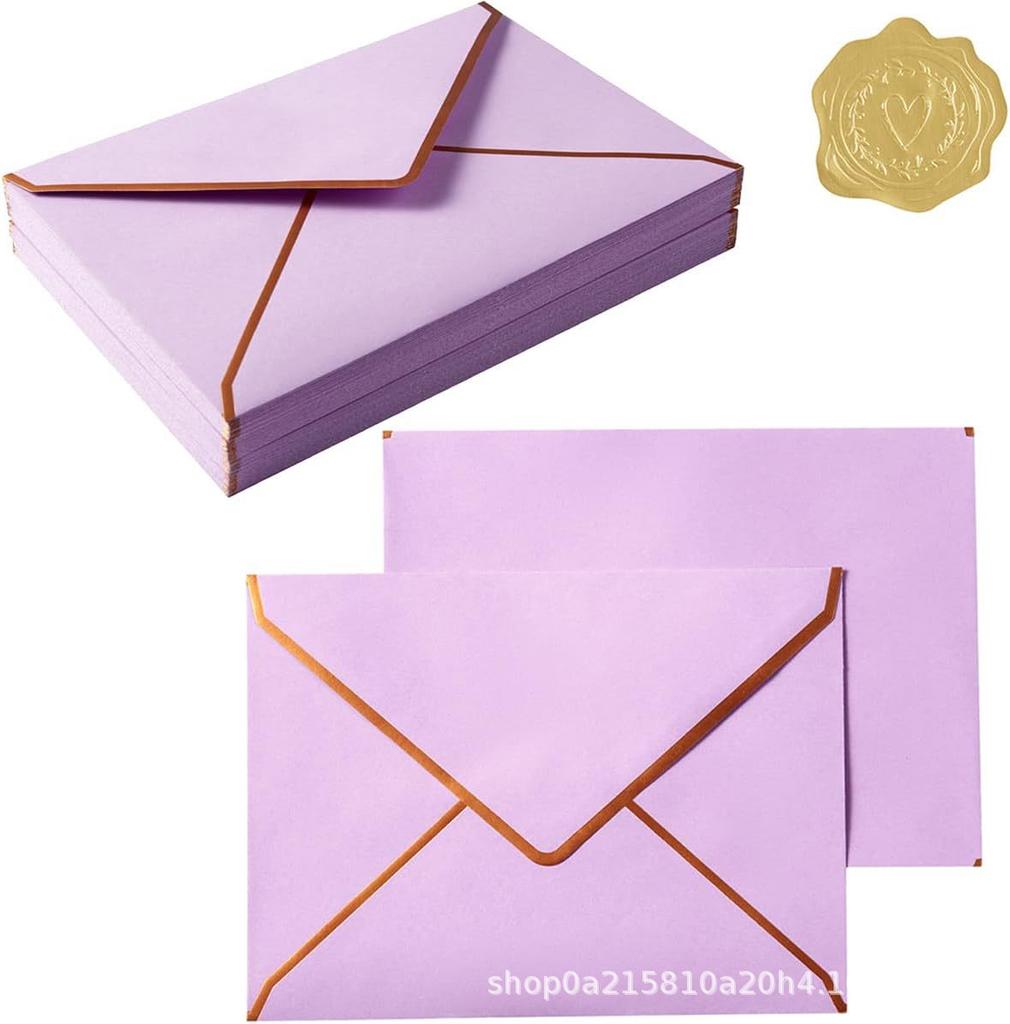 Einfarbiges Kuvert mit gebügeltem Goldrand, Kartengröße 5 * 7 Zoll, Farbiges Kuvert, Grußkarte, Einladungskarte, Dankeskarte