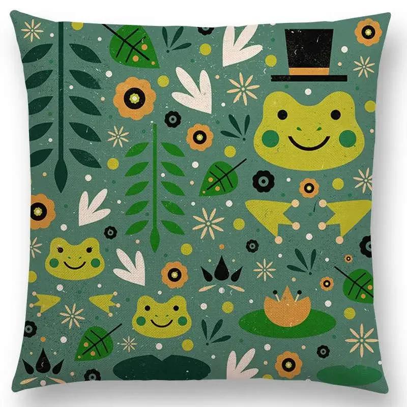 Niedliche Cartoon-Tiere Sofa Überwurf Kissenbezug Blumen Blatt Mond Sterne Nachthimmel Fuchs Flamingo Katze Schwan Vogel Narwal Kissenbezug