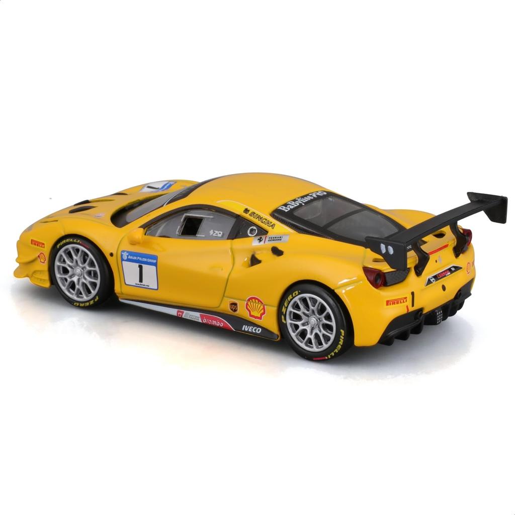 Bburago 1/43 Scale Ferrari 488 Challenge 2017 #1 Yellow / Race Sports Car Diecast Model Car Finished Product 18-36306