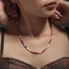 Bohemian Multi-Color Beaded Necklace with Glass Stones and Freshwater Pearls for Women