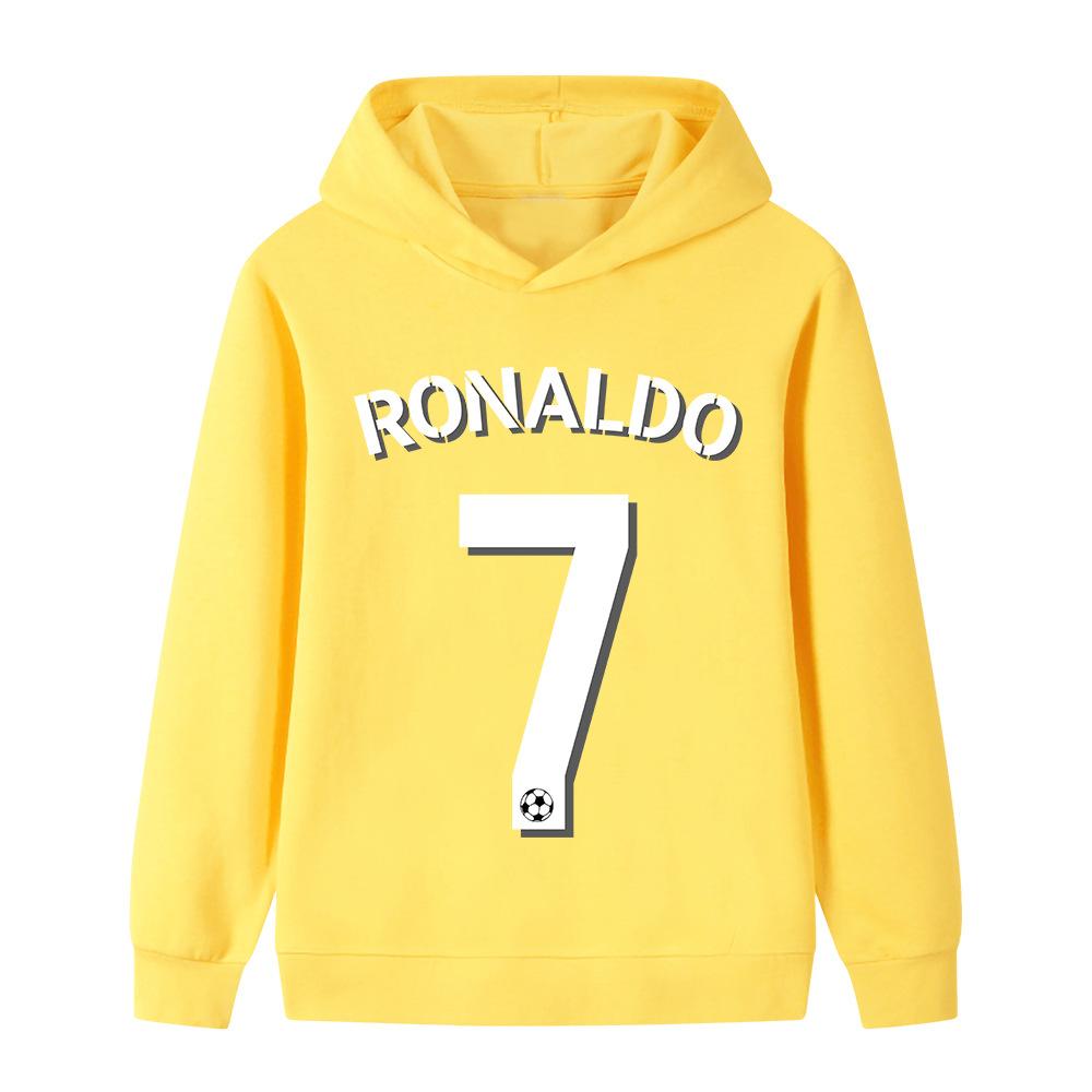 Модная Простая Детская Худи с Принтом CR7 Осень и Зима для Мальчиков и Девочек Повседневные Удобные Мягкие Топы с Длинным Рукавом 100