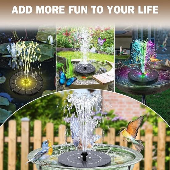 1 Set 3.5W Solar Fountain Solar Powered Bird Bath Fountain Decorative Solar Fountain with Colorful LED Lights for Garden Decor Pool Pond Use