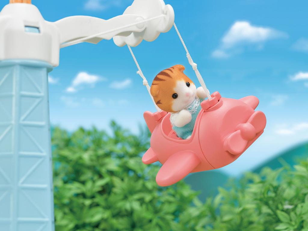 Sylvanian Families Kindergarten Playground Equipment Spinning ST Mark Ages 3 and Toy Sylvanian Epoch [Cute Airplane] S-67 Certified, Up, Dollhouse,