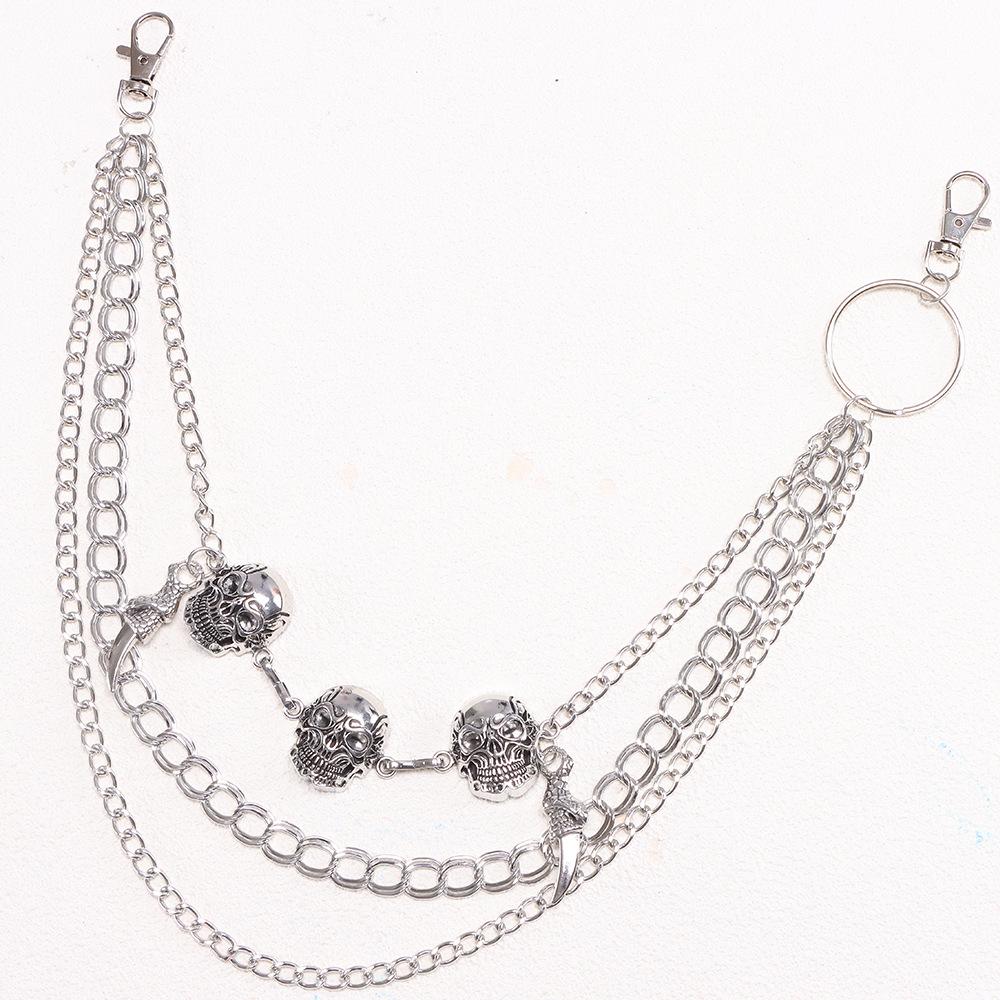 Retro Multi-layer Skull Metal Pant Chain for Denim