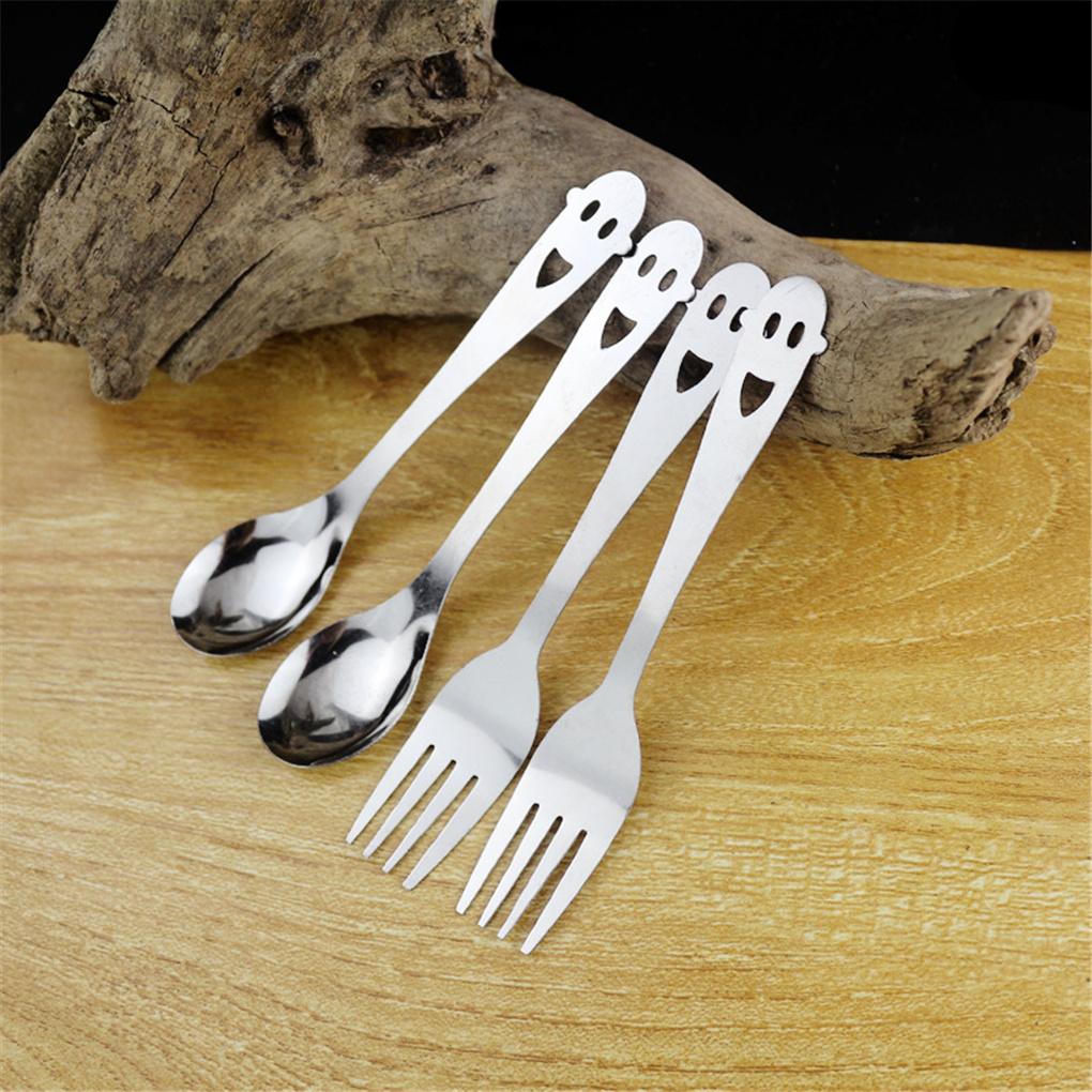 Coffee Spoon Steel Face Shaped Multi-functional Decorative Fruit Fork Smooth Eating Tool Cutlery Set Stirring Scoop Shop Hotel