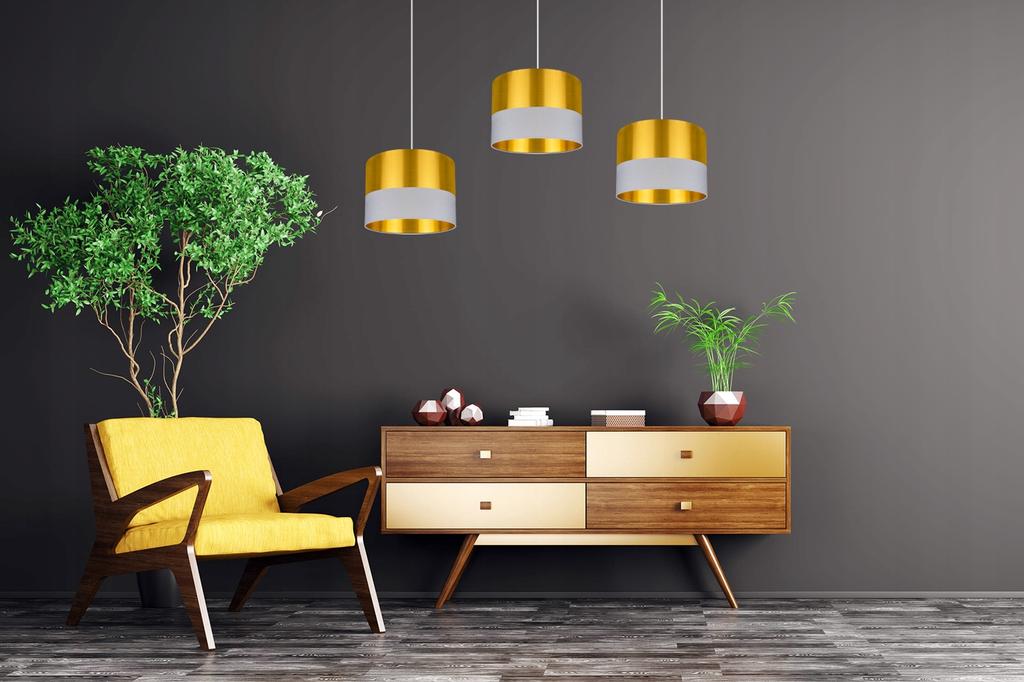 Moderne Deckenleuchte, Goldener Lampenschirm, LED