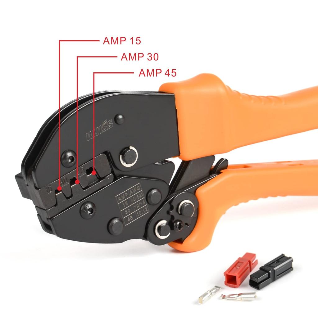 IWISS Ratchet Crimping Pliers for Anderson PWR Crimping AP-153045 Connectors, Crimp, Range 1.25, 3.5, 5.5mm² (PP15/30/45)