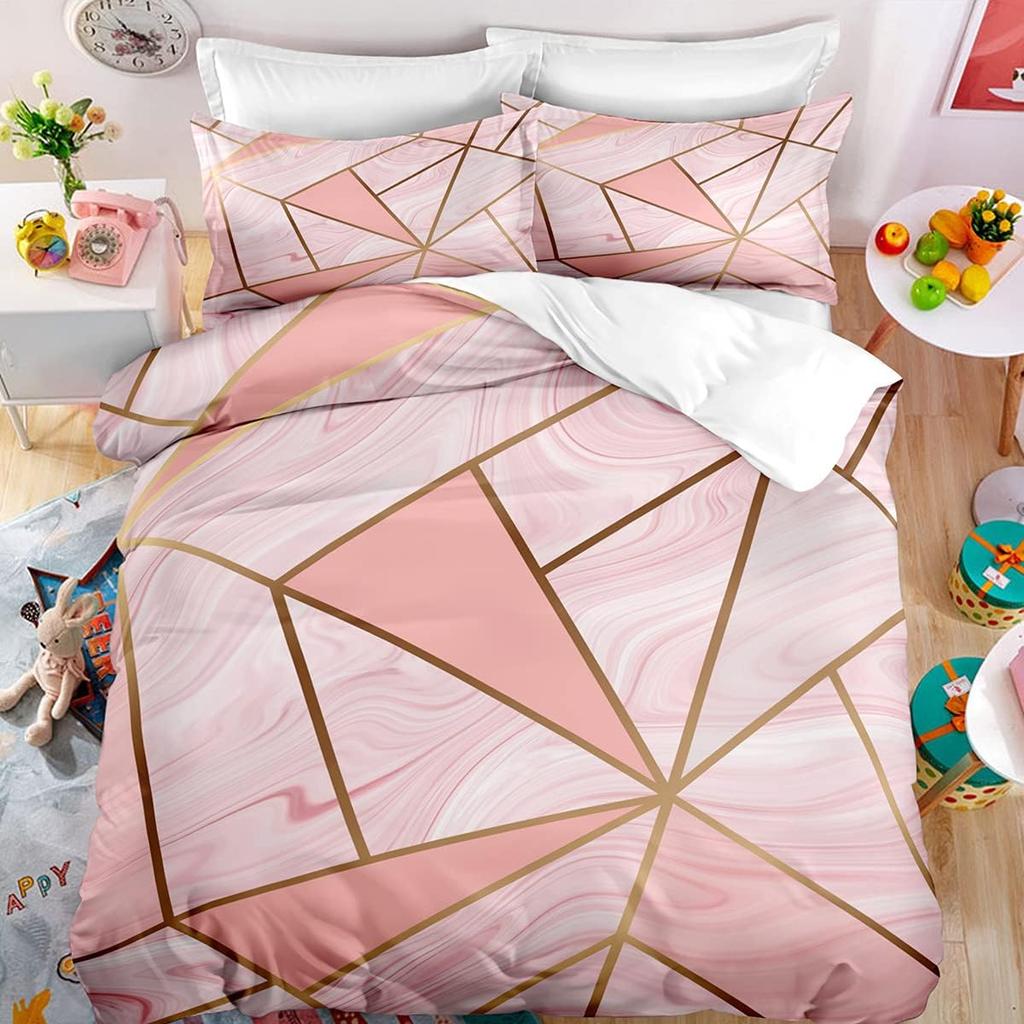 Comforter Marble Twin Queen Microfiber Geometric Bedding Set Modern Luxury Abstract Triangle Comforter For Girls Women