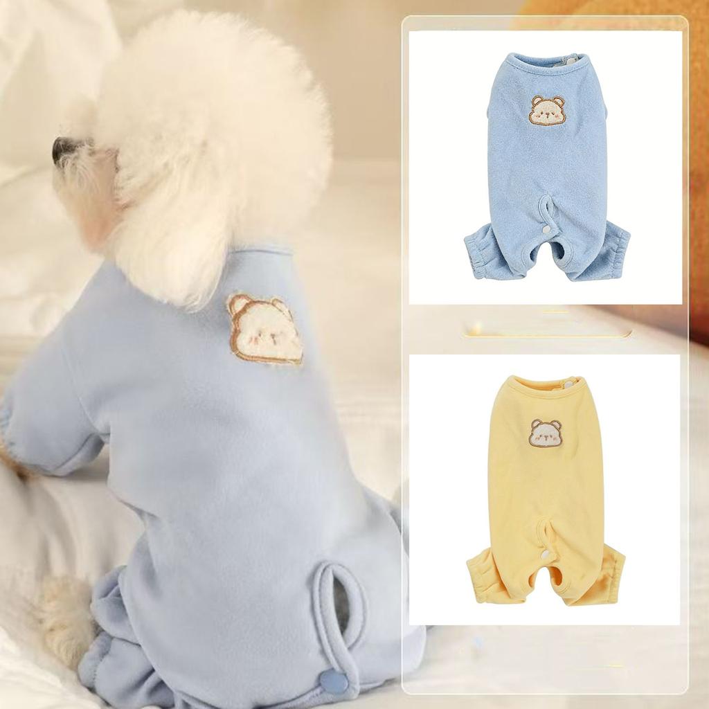 Soft Fleece Pet Pajamas for Dogs and Cats Cute Bear Embroidery Comfortable One Piece Sleepwear Suitable for All Seasons