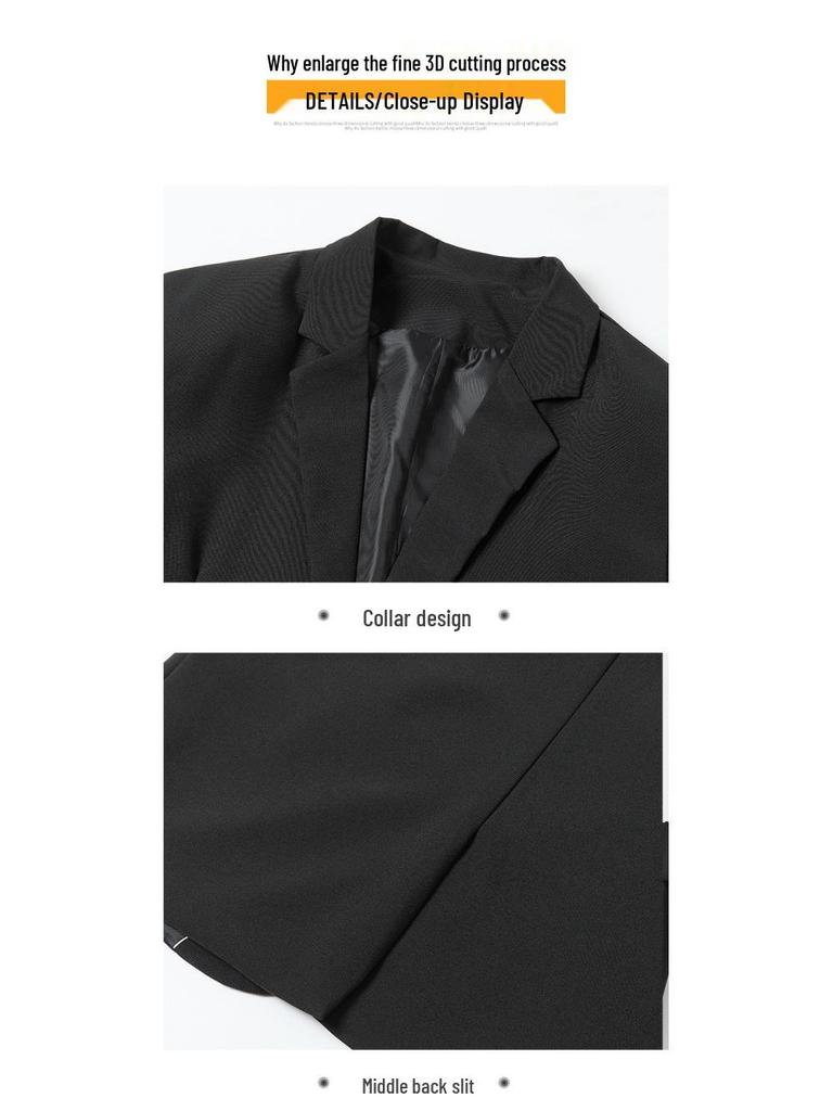 Korean Trendy Black Suit Set for Men: Stylish, Handsome, Slightly Mature Formal Wear