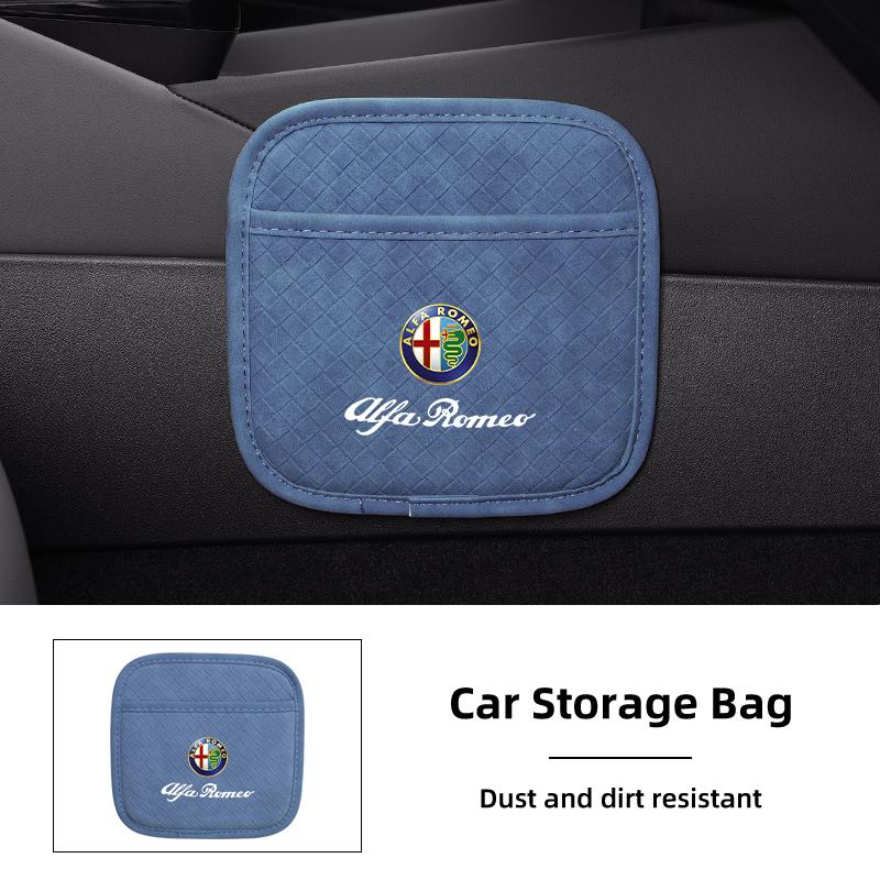 TKJLP1 Plaid Self-Adhesive Storage Hanging Bag For Alfa Romeo Giulietta 159 147 156 166 Mito Giulia GT Stelvio Tonale