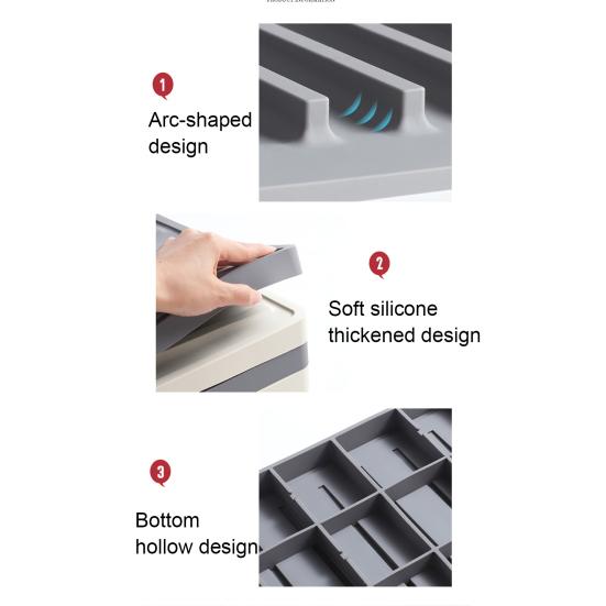 Sink Drain Mat Non-Slip Surface Large Size Thick Silicone Heat Resistant Flexible Cutlery Holder with Slope Drainage Design