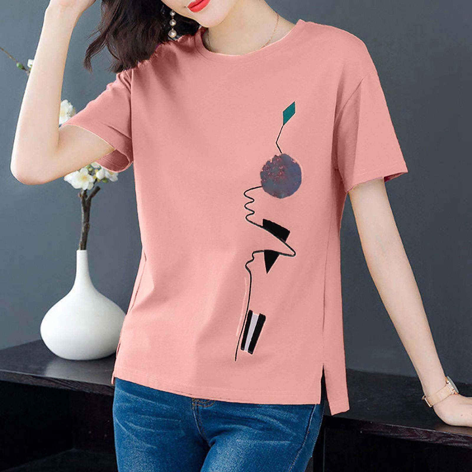 

Модная женская повседневная блузка с коротким рукавом и принтом, женская футболка, топы XXL