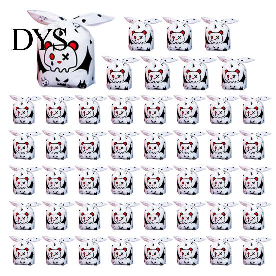 Halloween Candy Bags 48 Pcs Bags, Kids Trick or Treat Goodie Cute Rabbit Food Grade for Nougat Ear Small Plastic Gift Cookie, Snack, Treat,