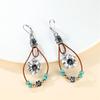 1 Pair Vintage Silvery Color Flower Drop Earrings Boho Golden Color Bead Floral Earrings Diy Jewelry Valentine's Day Gifts