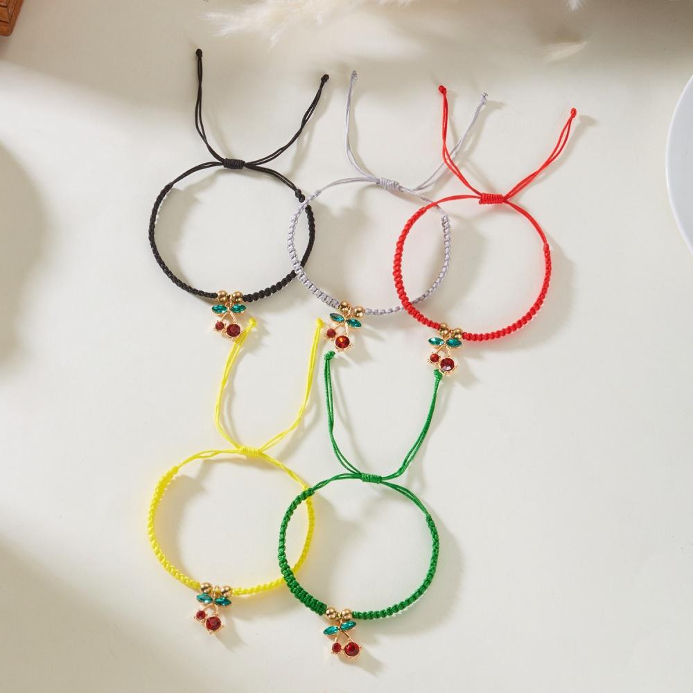 Hot Geometry Zircon Cherry Weaving Adjustable Bracelet Trendy Fashion Versatile Creative Design Couple Jewelry Gift