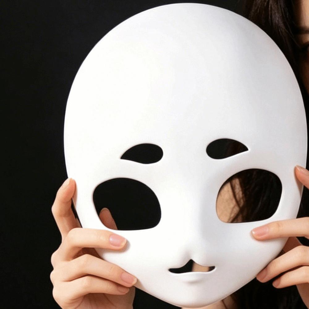 3D Print Beast Head Skull Mask The Girl's Facial Shape White Animal Skull Mask Thicken Plastic Bean-shaped Eyebrows