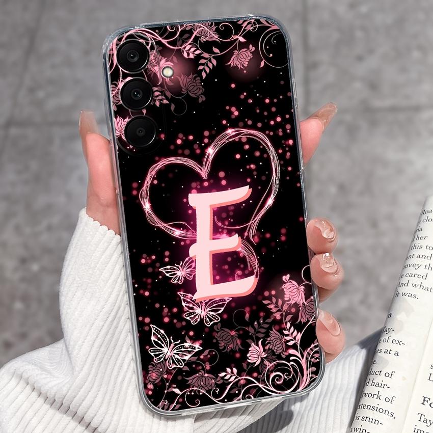 For Samsung A17 A16 A15 A14 A13 A12 M16 M14 M13 M12 M10 Pretty Butterfly Letter Clear TPU Phone Cover Lens Protection Anti Slip Shell For Samsung Case