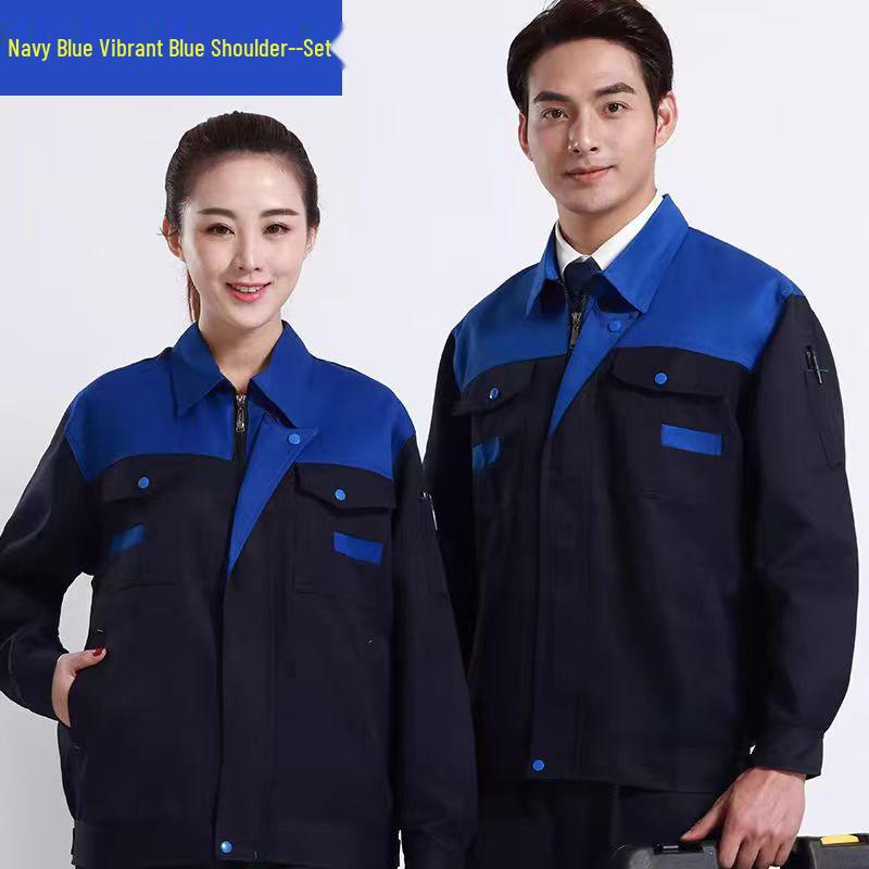 Men's Wear-Resistant Long Sleeve Workwear Set for Spring & Autumn: Ideal for Workshop, Auto Repair, Construction, and Electrical Mechanic Jobs.
