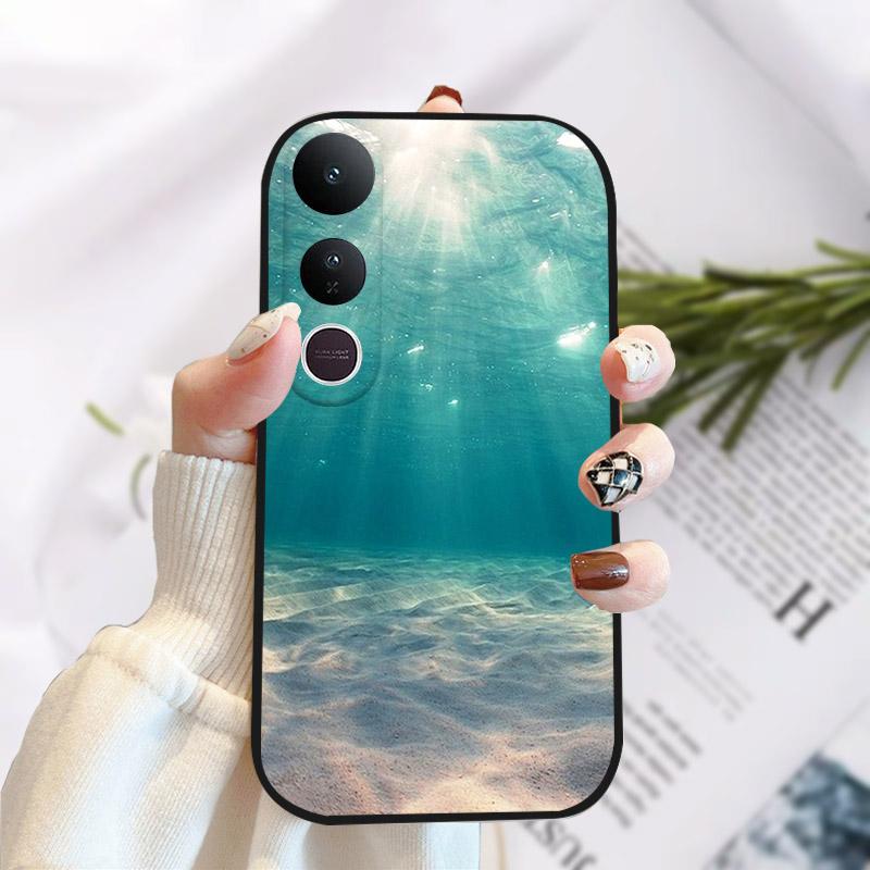 For Vivo V50 Lite 5G Case Fashion Luxury Printed Black Matte Soft TPU Silicone Bumper Cover For Vivo V50Lite 4G Phone Case Funda