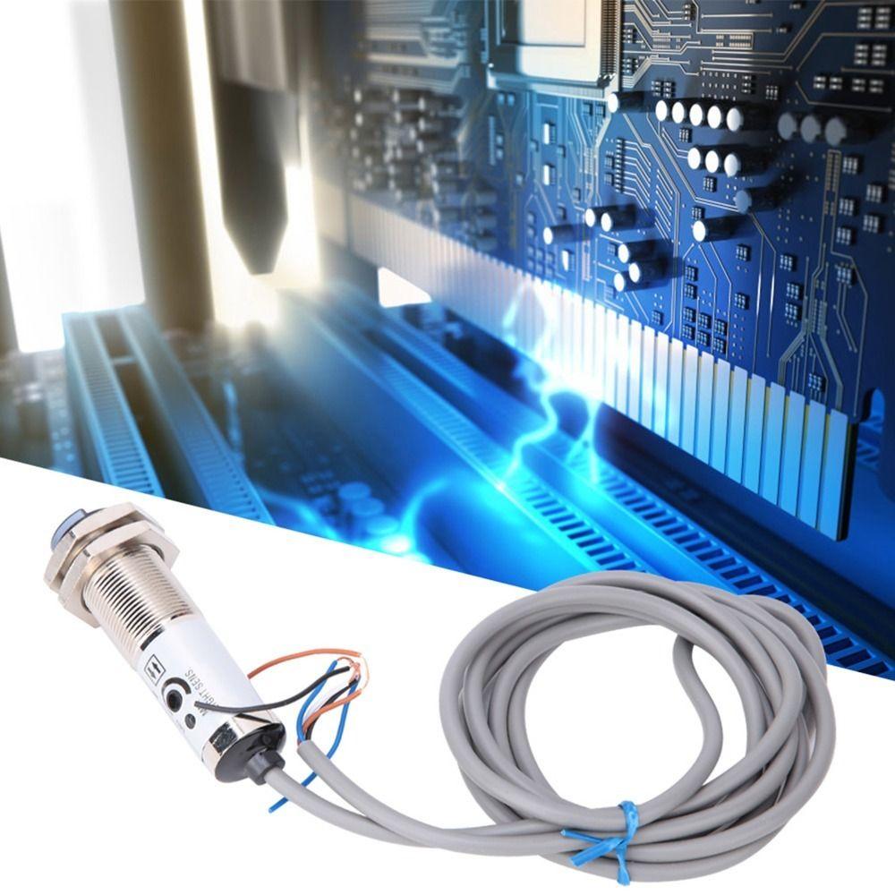 Adjustable 12-24VDC Photoelectric Sensor 10mm Detection 4-Wire Diffuse Reflection Sensor 18MM Detection Switch Machine Equipment