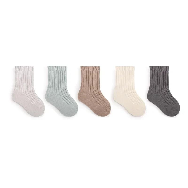 5 perechi de ciorapi sport din bumbac de primăvară, toamnă, în stil coreean, drăguți, în dungi, albi, înalți, șosete lungi pentru bebeluși, băieți, fete, accesorii