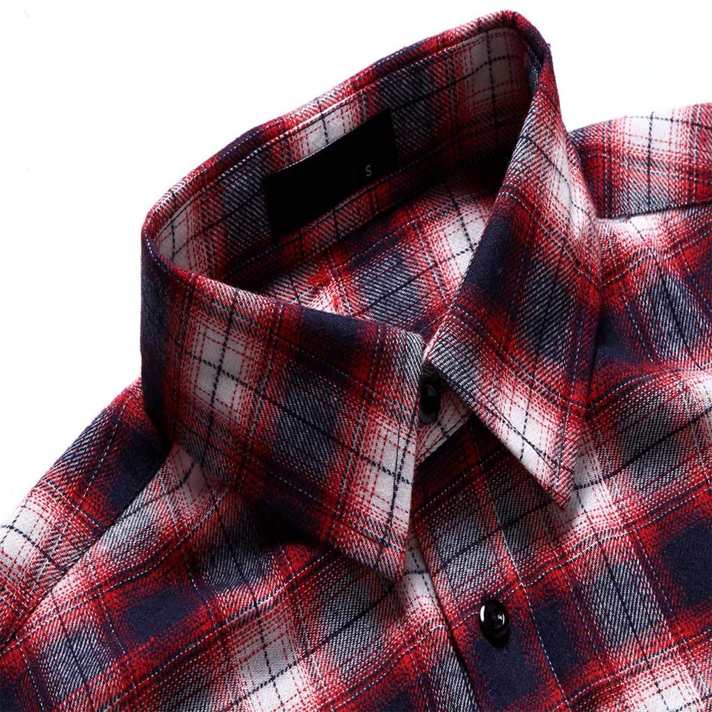 Men's Shirt Autumn Retro Plaid Lapel Long Sleeve Shirt Casual Shirt