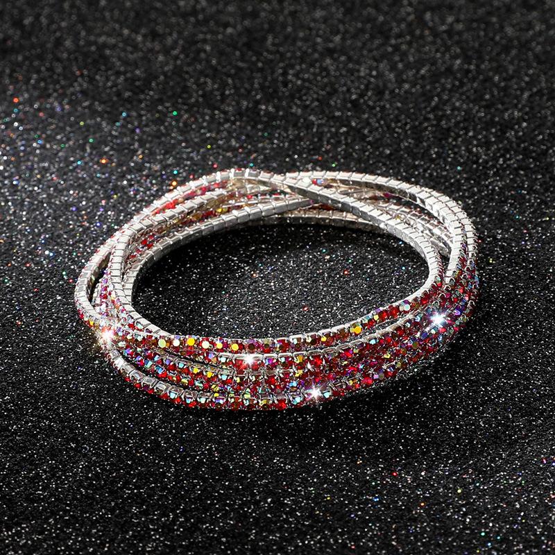 Diamond Elastic Bracelet 2mm Single Row Color Rhinestone Bracelet Women's Bracelet Women's Grab Chain Full Diamond Jewelry
