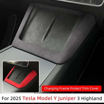 Hard ABS Wireless Charging Frame Protect Trim Cover For Tesla Model Y Juniper 2025+ Launch Model 3 Highland 2024 Car Interior