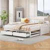 Cama de Dia Multifuncional Dois em Um 90 (180) x 190 com Cama de Pinus, Gavetas e Cama Auxiliar, Branco