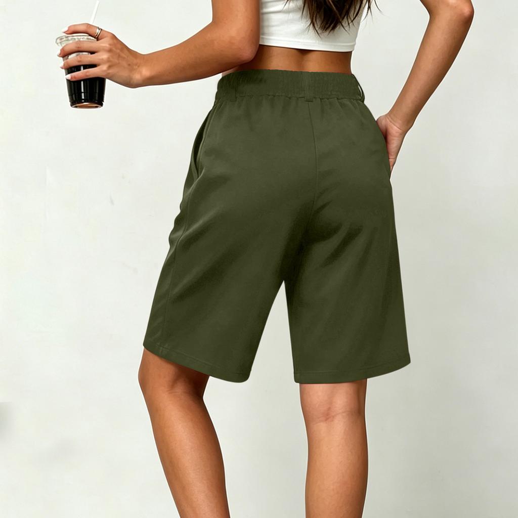 Women Casual Loose Fit Wide Leg Bermuda Shorts with Pockets Mid Length Street Style Five Point Pants Comfortable Everyday Wear
