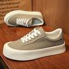 Canvas shoes men's 2025 new low-top board shoes breathable thick sole heightening trend versatile sports and leisure shoes simple