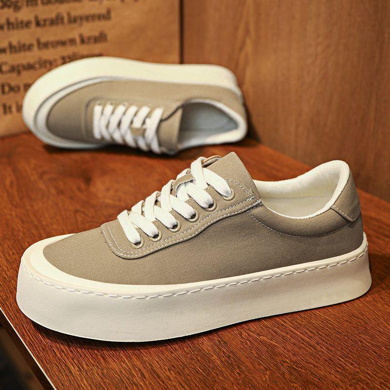 Canvas shoes men's 2025 new low-top board shoes breathable thick sole heightening trend versatile sports and leisure shoes simple