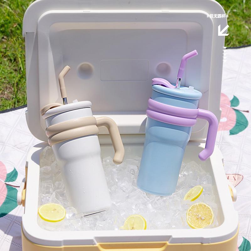 500ML Insulated Cup Cold and Hot Coffee Tumbler with Handle Lid Straw 316 Stainless Steel Water Bottle Vacuum Thermos Cup