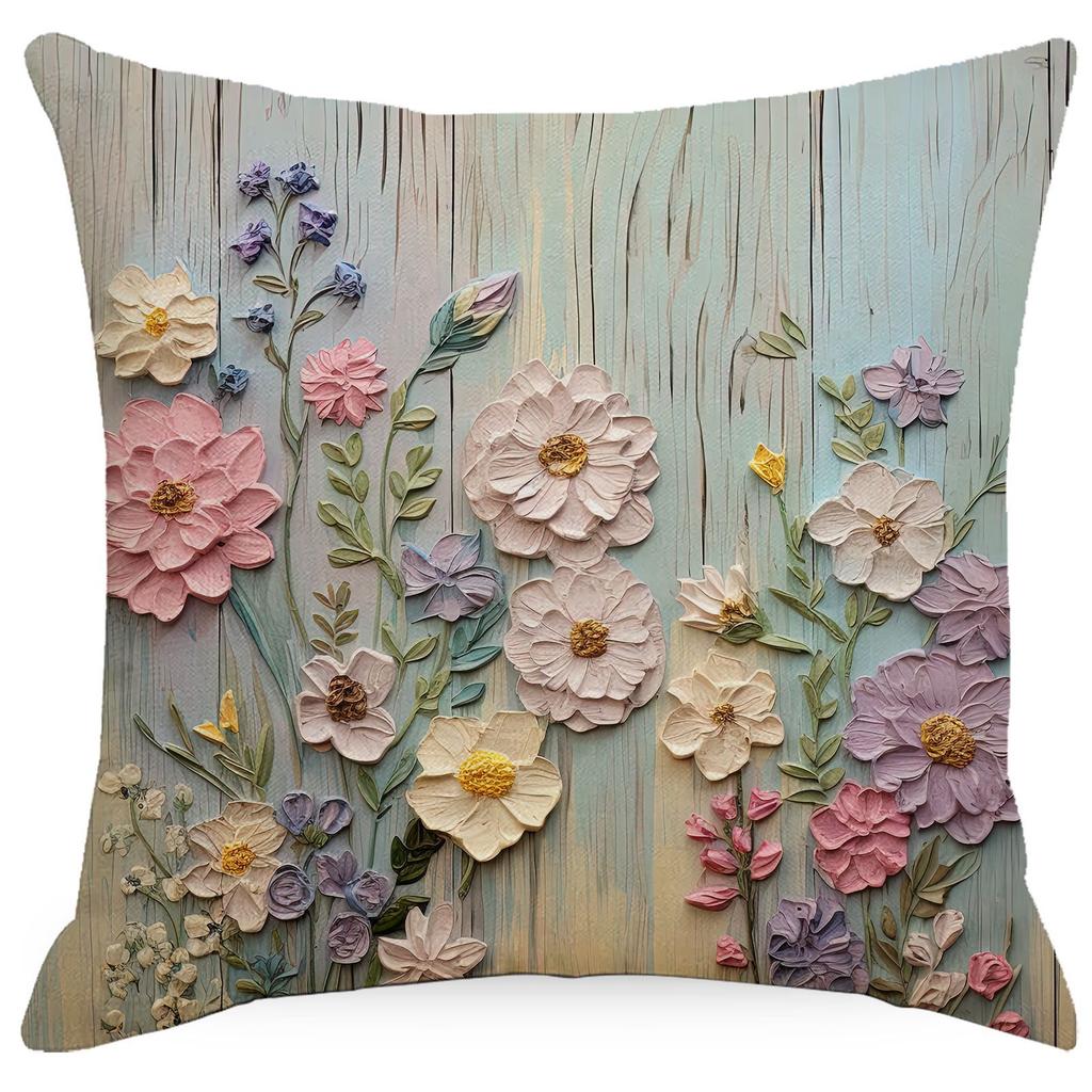 New Retro Floral Pillowcase Creative Oil Painting Engraving Style Print Home Sofa Cushion Pillowcase