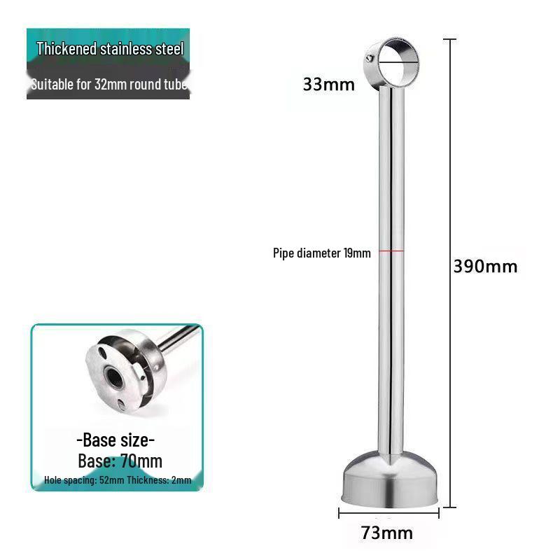 Extra Long Thick Stainless Steel Ceiling-Mounted Clothes Drying Rod Flange Bracket