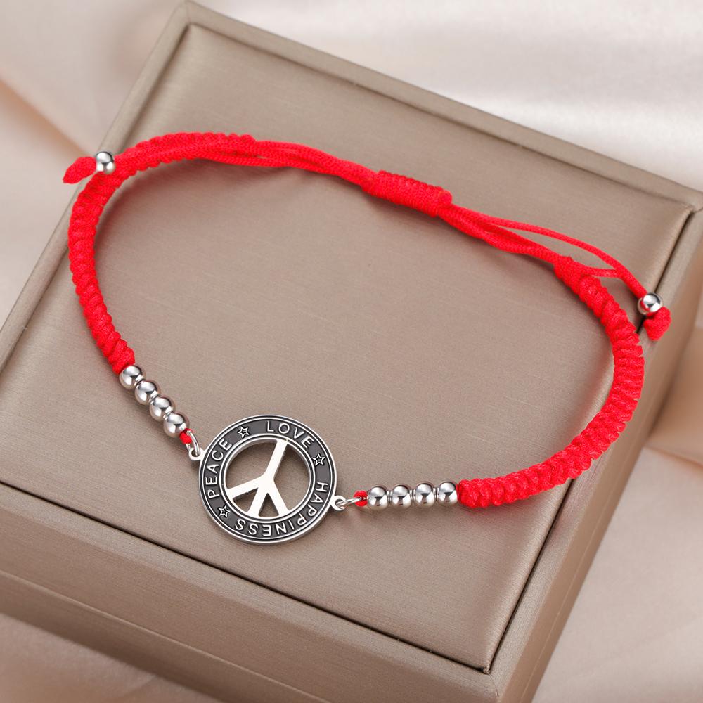 Dawapara Vintage Peace Sign Bracelet Peace Love Happiness Blessing Charm Couple Bracelet Stainless Steel Jewelry