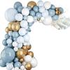 139-Piece Blue & White Metallic Latex Balloon Arch Set for Weddings, Birthdays & Anniversaries
