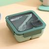 Nordic-Style Stainless Steel Lunch Box with Compartments, Fork, and Spoon - Microwave Safe