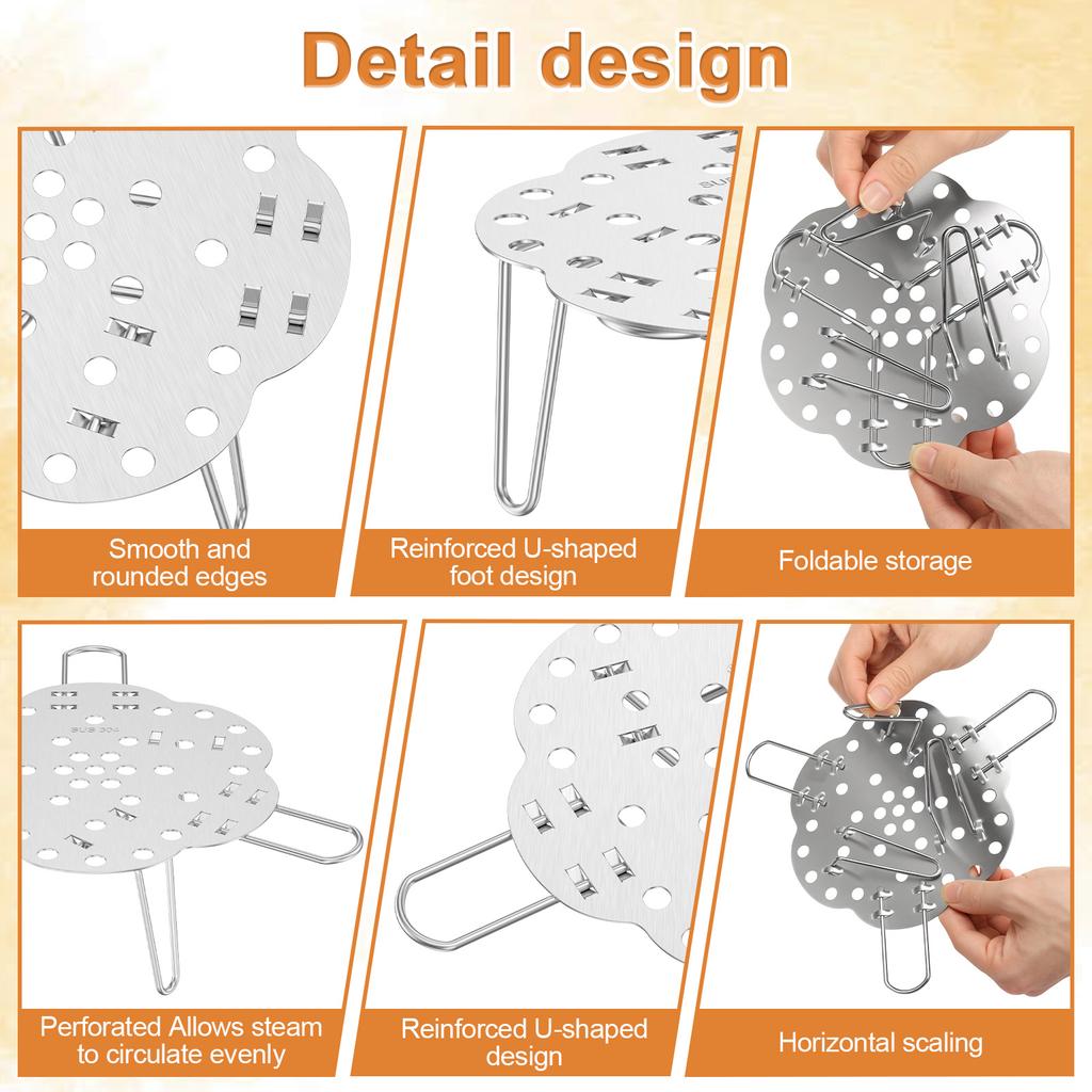 Stainless Steel Steamer Basket Expandable 6-7.68" Foldable Steaming Tray for Vegetable Fruit Mesh Steamer Rack Cooking Cookware