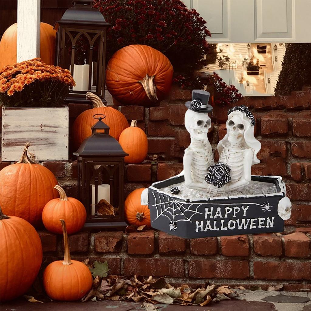 Coffin Skeleton Couple Home Furnishings Gothic Decoration Resin Crafts Funny Atmosphere